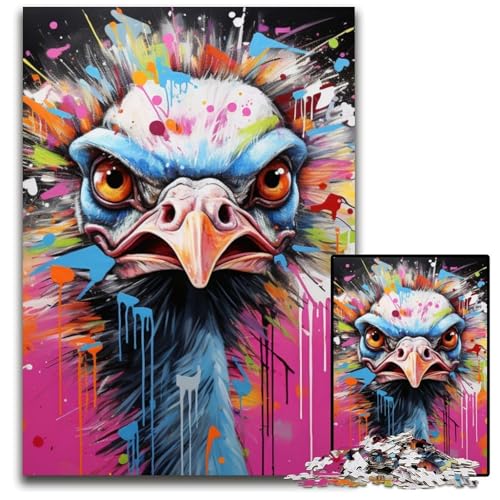 Straußen-Graffiti-Puzzle, 1000 Teile, Papp-Puzzle für Erwachsene, anspruchsvolles Denkspiel, entspannendes Spielzeug für Teenager, 26x38cm/10,23x14,96 Zoll Straußen-Graffiti-Puzzle, 1000 Teile, Papp-Puzzle für Erwachsene, anspruchsvolles Denkspiel, entspannendes Spielzeug für Teenager, 26x38cm/10,23x14,96 Zoll von MrChunlong