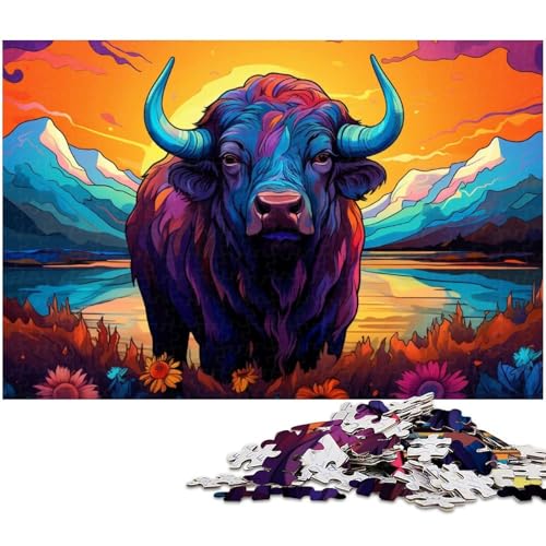 Tier-Büffel-Puzzle 1000 Teile für Erwachsene, Holzpuzzle für Erwachsene, ideales DIY-Dekor und Denksport-Geschenk, 50x75cm/19,68x29,52 Zoll Tier-Büffel-Puzzle 1000 Teile für Erwachsene, Holzpuzzle für Erwachsene, ideales DIY-Dekor und Denksport-Geschenk, 50x75cm/19,68x29,52 Zoll von MrChunlong
