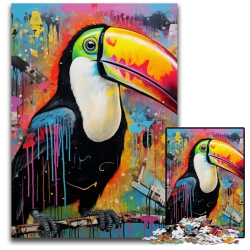Tukan-Graffiti-Malerei-Puzzle 1000 Teile für Erwachsene, anspruchsvolles Rätsel, Denksportaufgabe, Spiel für Erwachsene, interaktive Familienaktivität, 26x38cm/10,23x14,96 Zoll Tukan-Graffiti-Malerei-Puzzle 1000 Teile für Erwachsene, anspruchsvolles Rätsel, Denksportaufgabe, Spiel für Erwachsene, interaktive Familienaktivität, 26x38cm/10,23x14,96 Zoll von MrChunlong