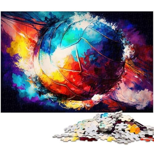 Volleyball-Ölgemälde-Puzzle für Erwachsene, 1000-teiliges Papp-Puzzle, anspruchsvolles Denkspiel für Teenager, Spaß für den Familienspieleabend, 26x38cm/10,23x14,96 Zoll von MrChunlong