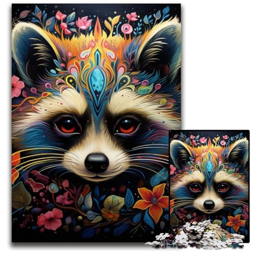 Waschbär mit Blumen, 1000 Teile, Puzzle-Geschenke, Unmögliches Puzzle für Erwachsene, Herausforderndes Denkspiel für Teenager, Familienspaß, Interaktives Spiel, 50x75cm/19,68x29,52 Zoll Waschbär mit Blumen, 1000 Teile, Puzzle-Geschenke, Unmögliches Puzzle für Erwachsene, Herausforderndes Denkspiel für Teenager, Familienspaß, Interaktives Spiel, 50x75cm/19,68x29,52 Zoll von MrChunlong
