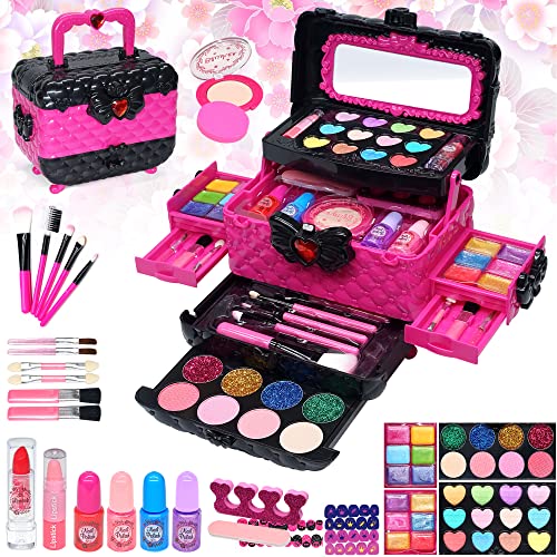 Kinderschminke Set Mädchen Schminkkoffer Mädchen - 57 PCS Waschbar Schminke Kinder Make Up Set Mädchen Spielzeug,Prinzessin Weihnachts Geburtstags Geschenke für Mädchen 4 5 6 7 8 9 10 11 12 Jahre von Mrabbitoo