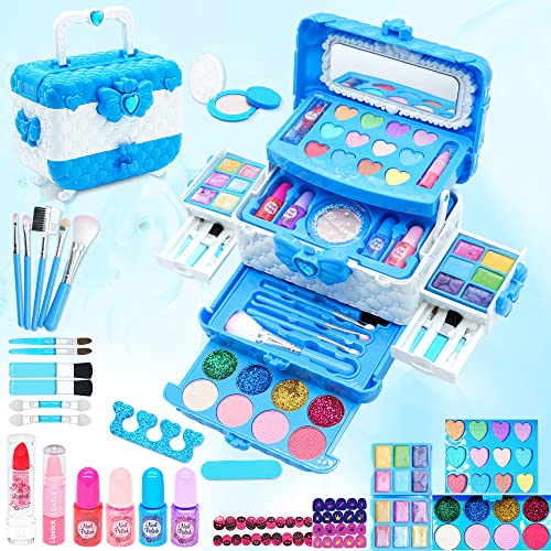 Kinderschminke Set Mädchen Frozen Spielzeug - 57 PCS Waschbar Schminke Kinder Make Up Set Mädchen Spielzeug,Prinzessin Weihnachts Geburtstags Geschenke für Mädchen 4 5 6 7 8 9 10 11 12 Jahre von Mrabbitoo