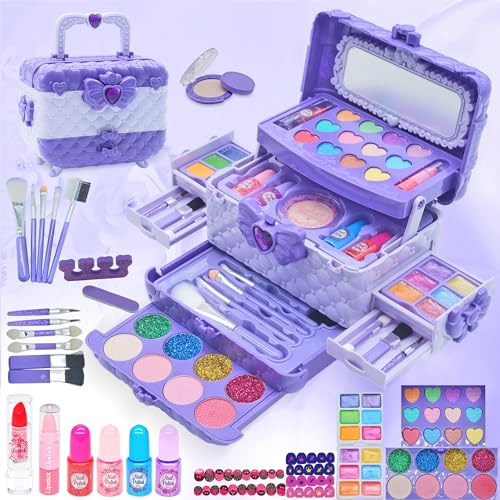 Kinderschminke Set - 57-teiliges Make-Up Set für Mädchen, Schminkkoffer Spielzeug, Prinzessin Weihnachts- und Geburtstagsgeschenke für 4-11 Jahre von Mrabbitoo