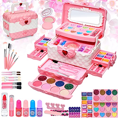 Mrabbitoo Kinderschminke Set Mädchen Schminkkoffer - Waschbar Kinder Make Up Set Schminkset Spielzeug,Schminke Halloween Weihnachts Geburtstag Geschenke für Prinzessin 4 5 6 7 8 9 10 11 12 Jahre von Mrabbitoo