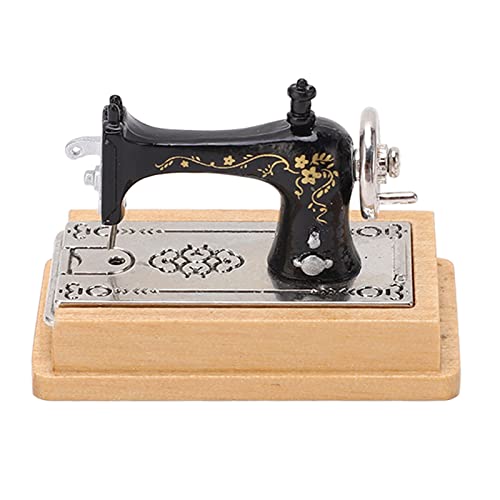 1:12 Puppenhaus Miniaturmöbel Nähmaschine Schneider Spielzeug Puppenhaus Vintage Dekoration Zubehör, Retro Miniture Nähmaschine Vintage Puppenhaus Sammlernähmaschine (Holzfarbe) von Mrisata