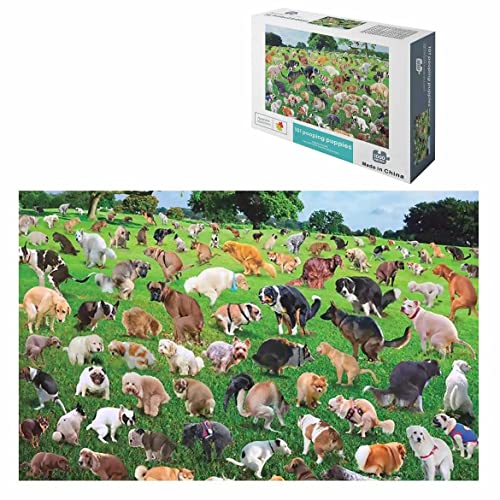 1000 Teile Puzzle, 101 Pooping Puppies, Dogs Pooping Puzzle, Interessante Puzzles Zum Stressabbau, Lustiges Kinder und Erwachsene von Mrisata