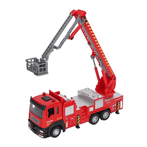 Feuerwehrauto-Spielzeug, 1:32 Leiterauto-Spielzeug Zurückziehen 360-Grad-Drehung Legierung Einziehbares Leiterauto-Spielzeugmodell mit Licht und Musik von Mrisata