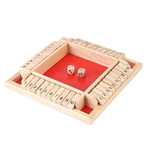 Mancala Holzbrettspiel, Spielzeug, 22 X 22 X 4, Pädagogisches Holz-Zahlenbrett, Traditionelles Familienspiel, Trinkwürfel-Spielzeug, 4-Spieler-Shut-The-Box-Spiel von Mrisata