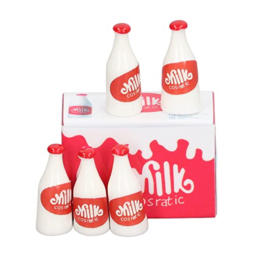 Miniatur-Milchflaschen, Puppenhaus-Dekoration, Zubehör, Puppenhaus-Milchflasche, Kunststoff, lebendige Details, Miniatur-Flaschen-Set für 1:12, 1:6 Puppenhaus (rot), 8 Stück von Mrisata