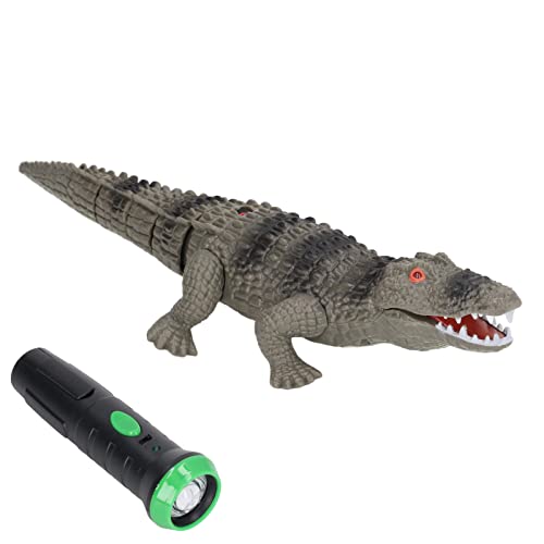 Mrisata Fernbedienungs-Krokodil mit Geräuschen und Lichtern – Streich-Krokodil-Spielzeug – Sieht aus, Fühlt Sich an, Brüllt und Bewegt Sich Wie EIN Echtes Krokodil von Mrisata