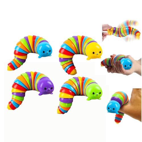Mrisata Fidget Toys Slug, Sensory Slug Fidget Toy, Fidget Slug Toy, Sensory Slug Fidget Toy, Bewegliches Fidget Toy, Rainbow Caterpillar Toy Dekompressionsspielzeug, Stim Toy (A) von Mrisata
