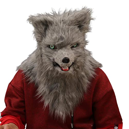 Mrisata Fuchs-Maske, Realistische Wolf-Maske, Voller Kopf, Pelziges Tier-Kostüm, Cosplay-Mund-Mover-Masken, Tier-Plüsch-Kunstfell-Kostüm für Halloween, Party, Kostüm, Cosplay-Kostüm (C) von Mrisata