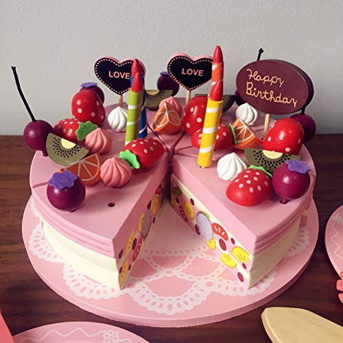 Mrisata Geburtstagsparty-Kuchen Kinder, Spiel-Essenssets aus Holz, Rollenspiel-Küchenset Kleinkinder mit Holzkerzen, Früchten, Geschirr, Gabeln, Lernspielzeug Kinder, Jungen (Wie Mrisata Geburtstagsparty-Kuchen Kinder, Spiel-Essenssets aus Holz, Rollenspiel-Küchenset Kleinkinder mit Holzkerzen, Früchten, Geschirr, Gabeln, Lernspielzeug Kinder, Jungen (Wie von Mrisata