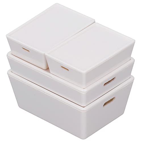 Mrisata Mini Stapelbare Aufbewahrungsbox, 4 Stück, Puppenhaus-Aufbewahrungsbox, Hervorragende Details, Feine Verarbeitung, ABS-Acryl, 1:12 1:6, Mini-Stapelbehälter, weiß (Weiß) von Mrisata