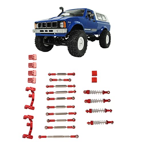 Mrisata RC-Auto-Upgrade-Ersatzsatz, Stoßdämpfer aus Aluminiumlegierung, RC-Auto-Zugstangen-Kit für WPL C24 C14 C14K C24K RC-Auto (Rot) von Mrisata