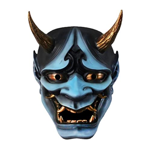 Mrisata Samurai Oni-Maske, Japanische Cosplay-Maske, Anime-Horror-Kopfbedeckung aus Weichem Gummi, Halloween-Party, Geister-Horror-Dämon, Cosplay, Prajna Ghostface, Gesichtsbedeckung, (D) von Mrisata