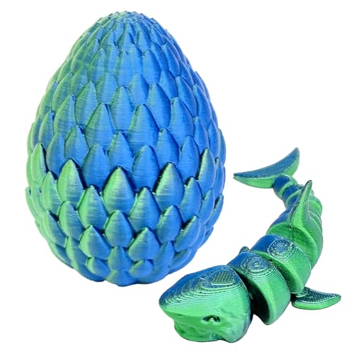 Mritrit 3D Gedruckte Dracheneier mit Hai im Inneren 3D Drache im Ei Überraschungs Haieier Spielzeug für Kinder Erwachsene Easter Weihnachtstag Schreibtisch Dekoration (Blau) von Mritrit