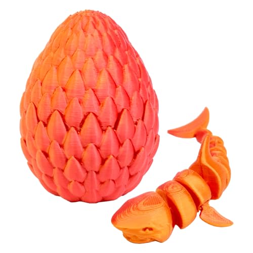 Mritrit 3D Gedruckte Dracheneier mit Hai im Inneren 3D Drache im Ei Überraschungs Haieier Spielzeug für Kinder Erwachsene Easter Weihnachtstag Schreibtisch Dekoration (Gold-rot) von Mritrit