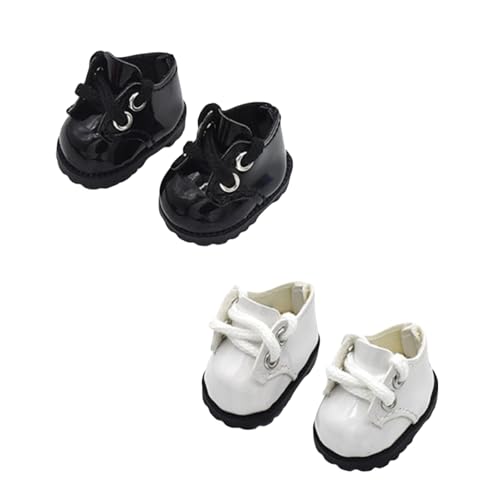 Mrltau 2 Paar Niedliche Puppenschuhe Für Vinyl Plush Toy Have A Seat, Für Vinyl Plush Toy Kleidung Pu Leather Mini Doll Shoes(Schwarz & Weiß) von Mrltau