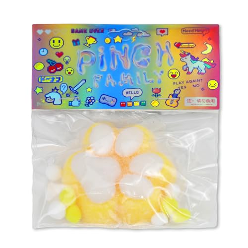 Mrltau süße Taba Squishy Pfote, Cat Paw Squishy, Anti Stress Katzenpfoten Squishy Toy, Taba Squishy Paw für Kinder und Erwachsene (Gelb) von Mrltau