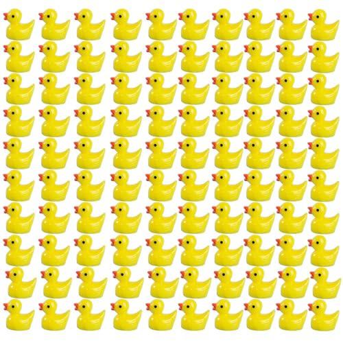 100 Stück Mini Harzenten, Mini Enten, Mini Harz Enten, Small Duck Mini Duck, Miniatur Enten für Aquarium Puppenhaus DIY Potting Micro Landschaft Dekorationen Lieferungen Topfdekoration von Mrracxy