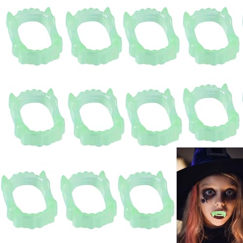 Mrracxy Halloween Kunststoff-Vampirzähne, Zähne Unheimlich Halloween Monster Werwolf Zombie Zähne, Vampirgebiss für Klein und Groß - Accessoire, Cosplay und ungefährlich für die Zähne. (Grün) von Mrracxy