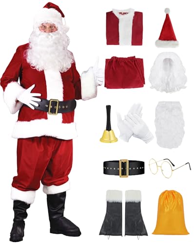 11pcs Weihnachtsmann Kostüm für Männer Santa Claus Nikolaus Kostüm Weihnachtsanzug Weihnachtsfeier und Weihnachtshut Weihnachtsmann Bart Perücke Deluxe Nikolauskostüm C053XXL 11pcs Weihnachtsmann Kostüm für Männer Santa Claus Nikolaus Kostüm Weihnachtsanzug Weihnachtsfeier und Weihnachtshut Weihnachtsmann Bart Perücke Deluxe Nikolauskostüm C053XXL von Mrsclaus