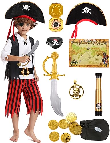 Mrsclaus Piratenkostüm Kinder Piraten Outfit Zubehör Set Jungen Piraten Hut Augenklappe Piraten Kapitän für Karneval Piratenkostüm Party 3 4 5 6 7 8 9 10 Jahre C027L Mrsclaus Piratenkostüm Kinder Piraten Outfit Zubehör Set Jungen Piraten Hut Augenklappe Piraten Kapitän für Karneval Piratenkostüm Party 3 4 5 6 7 8 9 10 Jahre C027L von Mrsclaus
