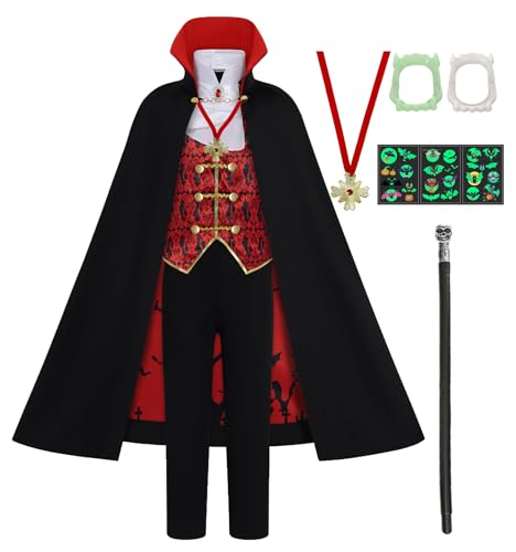 Mrsclaus Vampir Kostüm Kinder Jungen Viktorianische Gothic Royal Vampirkostüm Set mit Vampir Umhang Vampir Cane und Kinder-Vampirgebiss Halloween Karneval Cosplay Party für Kinder CA049XXL Mrsclaus Vampir Kostüm Kinder Jungen Viktorianische Gothic Royal Vampirkostüm Set mit Vampir Umhang Vampir Cane und Kinder-Vampirgebiss Halloween Karneval Cosplay Party für Kinder CA049XXL von Mrsclaus
