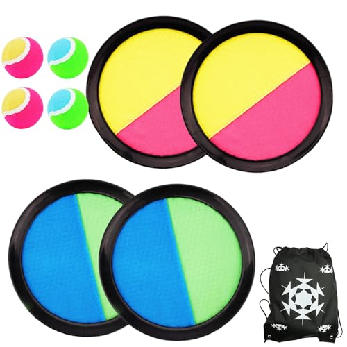 Mshepoi 2er Set Gartenspiele, Klettballspiel für Kinder & Erwachsene, Wurfspiel mit Tasche, Gartenspiele Outdoor Indoor Spiel ab 3 4 5 6 Jahre Jungen Mädchen von Mshepoi