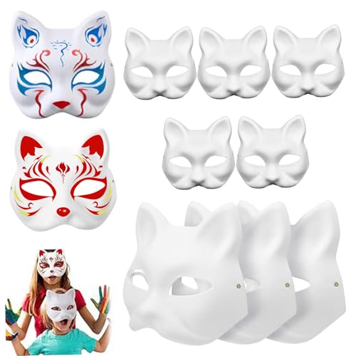 10pcs Katzenmaske 7.1x6.7 Leere Katzenmasken zum Malen, DIY -Halbgesicht weißer Therian -Maske, tragbare Therian -Ausrüstung mit Gummiband für Maskerade -Cosplay -Party 10pcs Katzenmaske 7.1x6.7 Leere Katzenmasken zum Malen, DIY -Halbgesicht weißer Therian -Maske, tragbare Therian -Ausrüstung mit Gummiband für Maskerade -Cosplay -Party von Mskmnkot