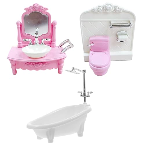 3pcs/Set Dollhouse Möbelset, einschließlich Dollhouse Toilette, Badewanne, realistische Miniaturmöbel Plastik DIY Dekoratives Badezimmer für das Spielenminiatur -Miniatur 3pcs/Set Dollhouse Möbelset, einschließlich Dollhouse Toilette, Badewanne, realistische Miniaturmöbel Plastik DIY Dekoratives Badezimmer für das Spielenminiatur -Miniatur von Mskmnkot