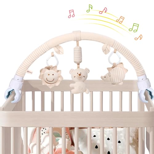 Baby Kinderwagen Spielzeug, weiches Wattesauto -Sitzspielzeug mit niedlichen abnehmbaren Anhängern, quietschende frühe pädagogische sensorische Babygeschenke für Auto, Kinderbett, Zuhause, Bearbaby - von Mskmnkot