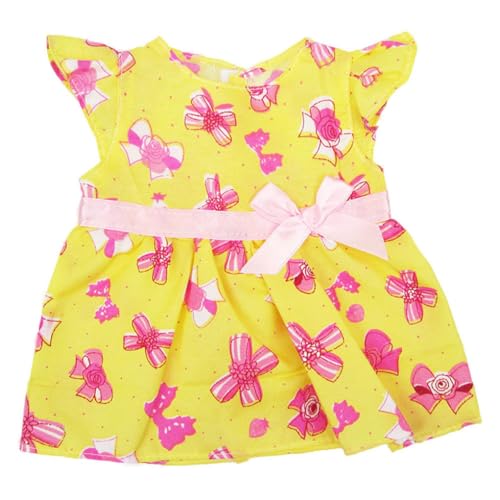 Mskmnkot Cute Bow One-Piece Dress with Matching Ribbon for 18 Inch Doll Clothes and Accessories von Mskmnkot