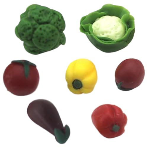 Dollhouse Gemüse 7pcs/Set Realistic Harz Miniatur Gemüse umfasst Blumenkohl, Tomate, Auberginen, Brokkoli & Pfeffer 1:12 Puppenhauszubehör für Küche, Markt, Markt Dollhouse Gemüse 7pcs/Set Realistic Harz Miniatur Gemüse umfasst Blumenkohl, Tomate, Auberginen, Brokkoli & Pfeffer 1:12 Puppenhauszubehör für Küche, Markt, Markt von Mskmnkot
