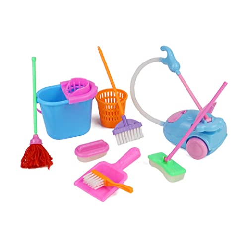 Household Pretend Play Toy Kit Mini Vacuum Cleaner Cleaning Mop Broom Tools Accessories Toys Ware Toys for Girls Kids 9Pcs von Mskmnkot