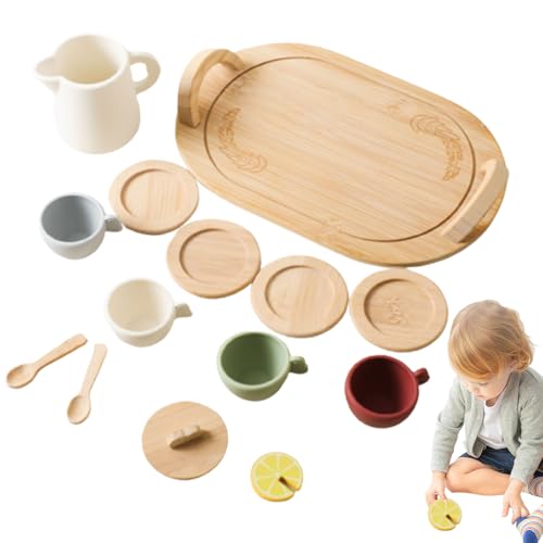 Kinder Tee-Sets für 3-6 Mädchen und Jungen Simulation niedliche Lebensmittel-Tee-Party-Set und Leckdosen-Entwicklungs-Silikon-Holz-Set für Rollenspiele, so Kinder Tee-Sets für 3-6 Mädchen und Jungen Simulation niedliche Lebensmittel-Tee-Party-Set und Leckdosen-Entwicklungs-Silikon-Holz-Set für Rollenspiele, so von Mskmnkot