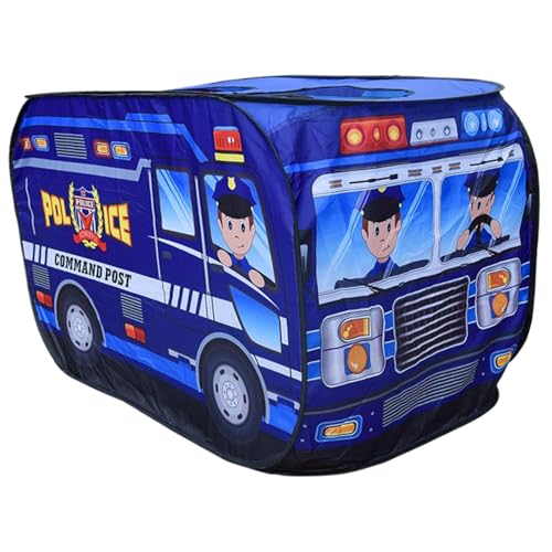 Kinder spielen Zelt Pops-up-Fahrzeug-Form-Lüftungszelt spielen Zelt mit Türflip & Top Öffnen stabiler kratzfestes Auto Kleinkindspielhaus mit Drahtrahmen für Girls Boys Geschenk (Polizeiauto) von Mskmnkot