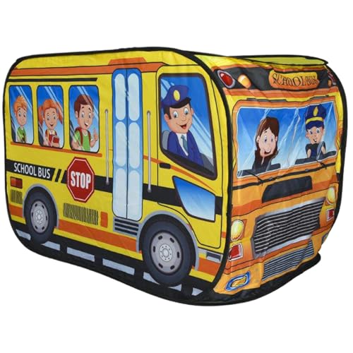 Kinder spielen Zelt Pops-up-Fahrzeug-Form-Lüftungszelt spielen Zelt mit Türflip & Top Öffnen stabiler kratzfestes Auto Kleinkindspielhaus mit Drahtrahmen für Mädchen Jungengeschenk (Schulauto) von Mskmnkot