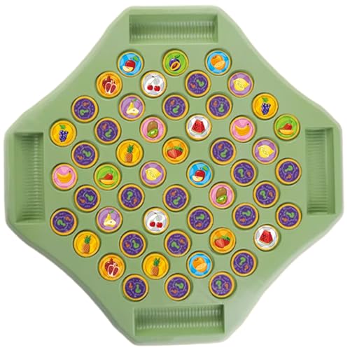 Kleinkind -Matching -Spiel -Cartoon -Muster Flip Chess Memory Game mit 52 Schachlöchern und 58pcs Easy Matching Board für Kindergarten -Vorschule, Frucht von Mskmnkot