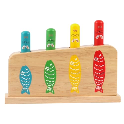 Mskmnkot 1 Set Baby Pop-up-Spielzeug mehrfarbiges Holzpop-up-Spielzeug mit 4 Katzenmuster-Spielstab Bildungsmontessori Baby für Kinder Jungen Mädchen Alter seit mehr als 3 Jahren- von Mskmnkot