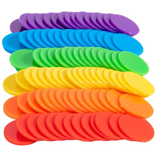 Mskmnkot 100pcs Bingo-Chips 1, 5 Zoll farbenfrohe Plastikzählungschips wiederverwendbares Zähler für die Verwendung, Zählung und Sortierung des Klassenzimmer von Mskmnkot