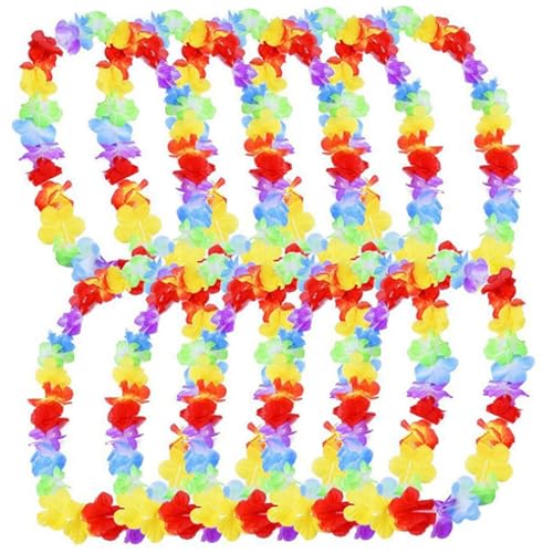 Mskmnkot 10pcs Blume Leis, farbenfrohe hawaiianische Leis Halskette, künstliche Blumen Hawaiianische Dekorationen für Themenparty Gefällt Mir Luau Party Dekorationen von Mskmnkot