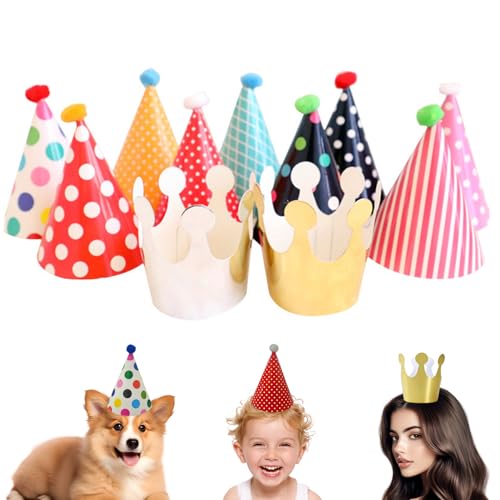Mskmnkot 11pcs Mini Party Hüte, farbenfrohe Papier 9 Kegelhut und 2 Kronenpartyhüte für Geburtstagsfeiertag Kinder Haustier Dekor Mini Mskmnkot 11pcs Mini Party Hüte, farbenfrohe Papier 9 Kegelhut und 2 Kronenpartyhüte für Geburtstagsfeiertag Kinder Haustier Dekor Mini von Mskmnkot