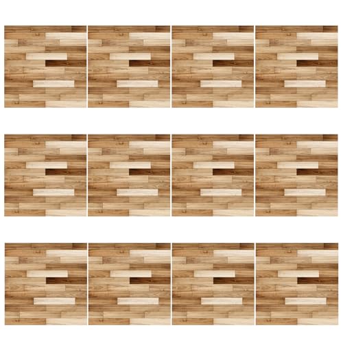 Mskmnkot 12pcs Dollhouse Tapete 4x4 Peel Stick Holz Getreide Miniaturboden für Küchenbadezimmer Wohnzimmer, Puppenhaus Tapete Schale und Stock von Mskmnkot