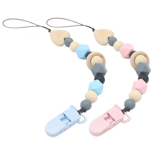 Mskmnkot 2pcs Schnullerclip niedliche Baby Silikon -Schnuller -Clip Burrfree Perle, Binky Clip von Mskmnkot