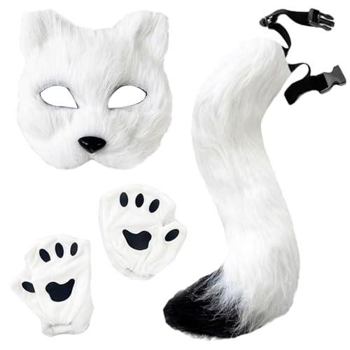 Mskmnkot 3pcs Therian Maske und Tail Set Pelry Fox Kostüm enthält eine flauschige Maske, Pfotenhandschuhe & Tail Therian Stuff Halloween Kostüme für Kostüme des Kleides Party Cosplay Mskmnkot 3pcs Therian Maske und Tail Set Pelry Fox Kostüm enthält eine flauschige Maske, Pfotenhandschuhe & Tail Therian Stuff Halloween Kostüme für Kostüme des Kleides Party Cosplay von Mskmnkot