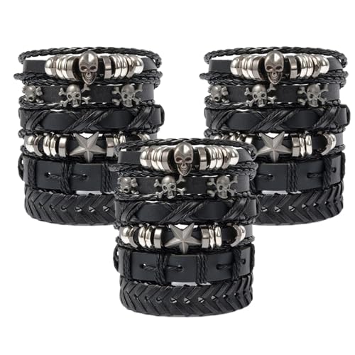 Mskmnkot 6pcs/Set schwarzes Lederarmband Verstellbar geflochten Mskmnkot 6pcs/Set schwarzes Lederarmband Verstellbar geflochten von Mskmnkot