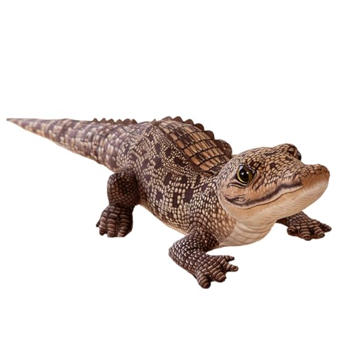 Mskmnkot Alligator Plüsch 39 Zoll lebensechter Krokodilplüsch mit kurzen Gliedmaßen, Langen Schwanz und großen Augen Baumwollgefüllte kuschelige Alligator -Stofftier für Schlaf, Wohnkultur, Braun von Mskmnkot
